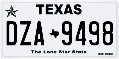 TX license plate DZA9498