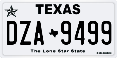 TX license plate DZA9499