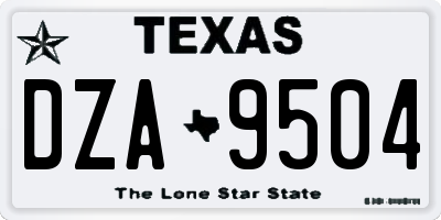 TX license plate DZA9504