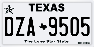 TX license plate DZA9505