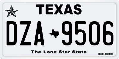 TX license plate DZA9506