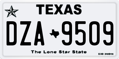 TX license plate DZA9509