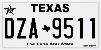 TX license plate DZA9511