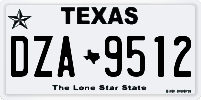 TX license plate DZA9512