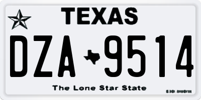 TX license plate DZA9514