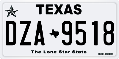 TX license plate DZA9518