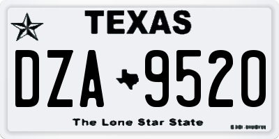 TX license plate DZA9520
