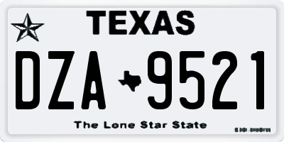 TX license plate DZA9521