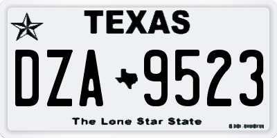 TX license plate DZA9523