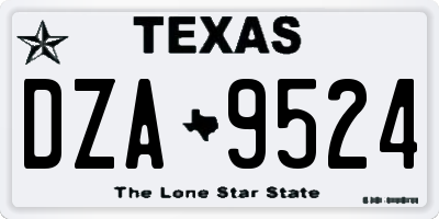 TX license plate DZA9524