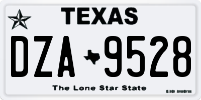 TX license plate DZA9528
