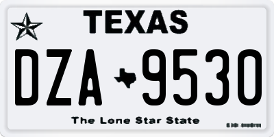 TX license plate DZA9530