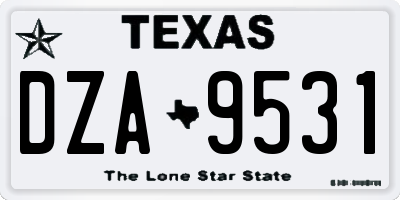 TX license plate DZA9531