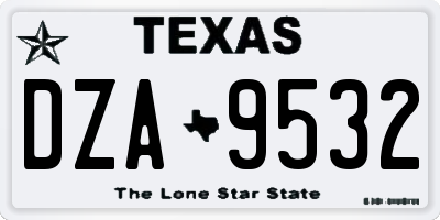 TX license plate DZA9532