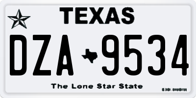 TX license plate DZA9534