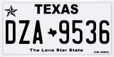 TX license plate DZA9536