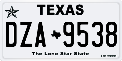 TX license plate DZA9538