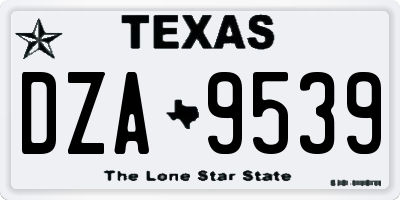 TX license plate DZA9539