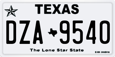 TX license plate DZA9540
