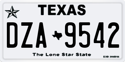 TX license plate DZA9542