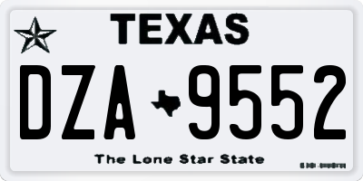 TX license plate DZA9552