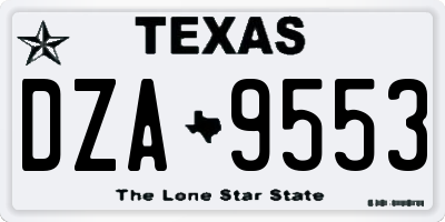TX license plate DZA9553
