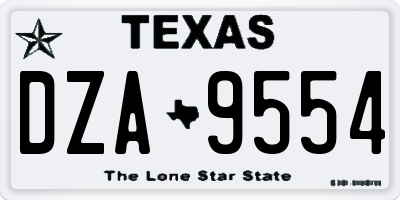 TX license plate DZA9554