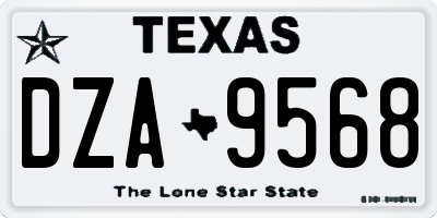 TX license plate DZA9568