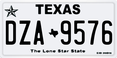 TX license plate DZA9576