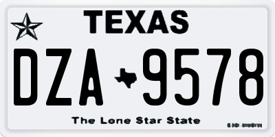 TX license plate DZA9578