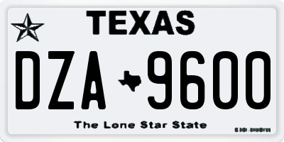 TX license plate DZA9600