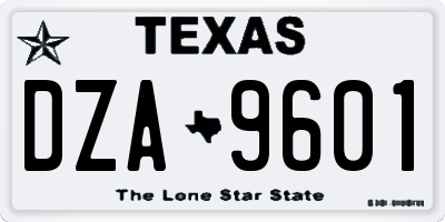 TX license plate DZA9601