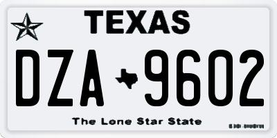 TX license plate DZA9602