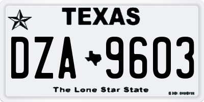 TX license plate DZA9603