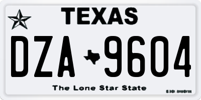 TX license plate DZA9604