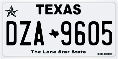 TX license plate DZA9605