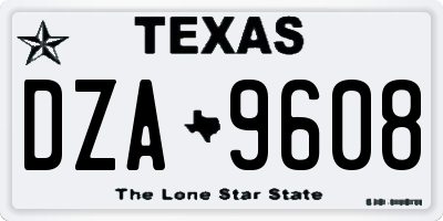 TX license plate DZA9608