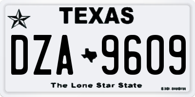 TX license plate DZA9609