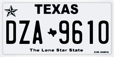 TX license plate DZA9610