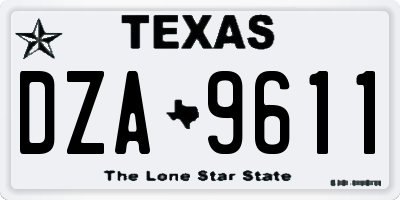 TX license plate DZA9611