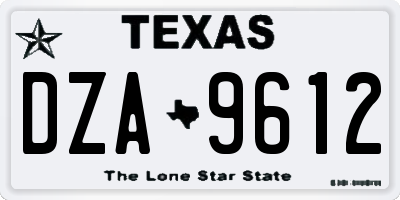 TX license plate DZA9612