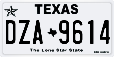 TX license plate DZA9614