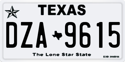 TX license plate DZA9615