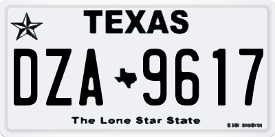 TX license plate DZA9617