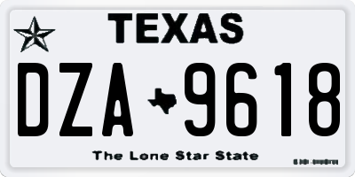 TX license plate DZA9618