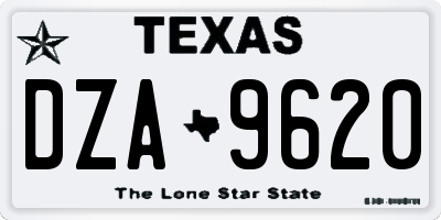 TX license plate DZA9620