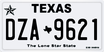 TX license plate DZA9621