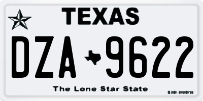 TX license plate DZA9622