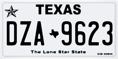 TX license plate DZA9623