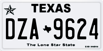 TX license plate DZA9624